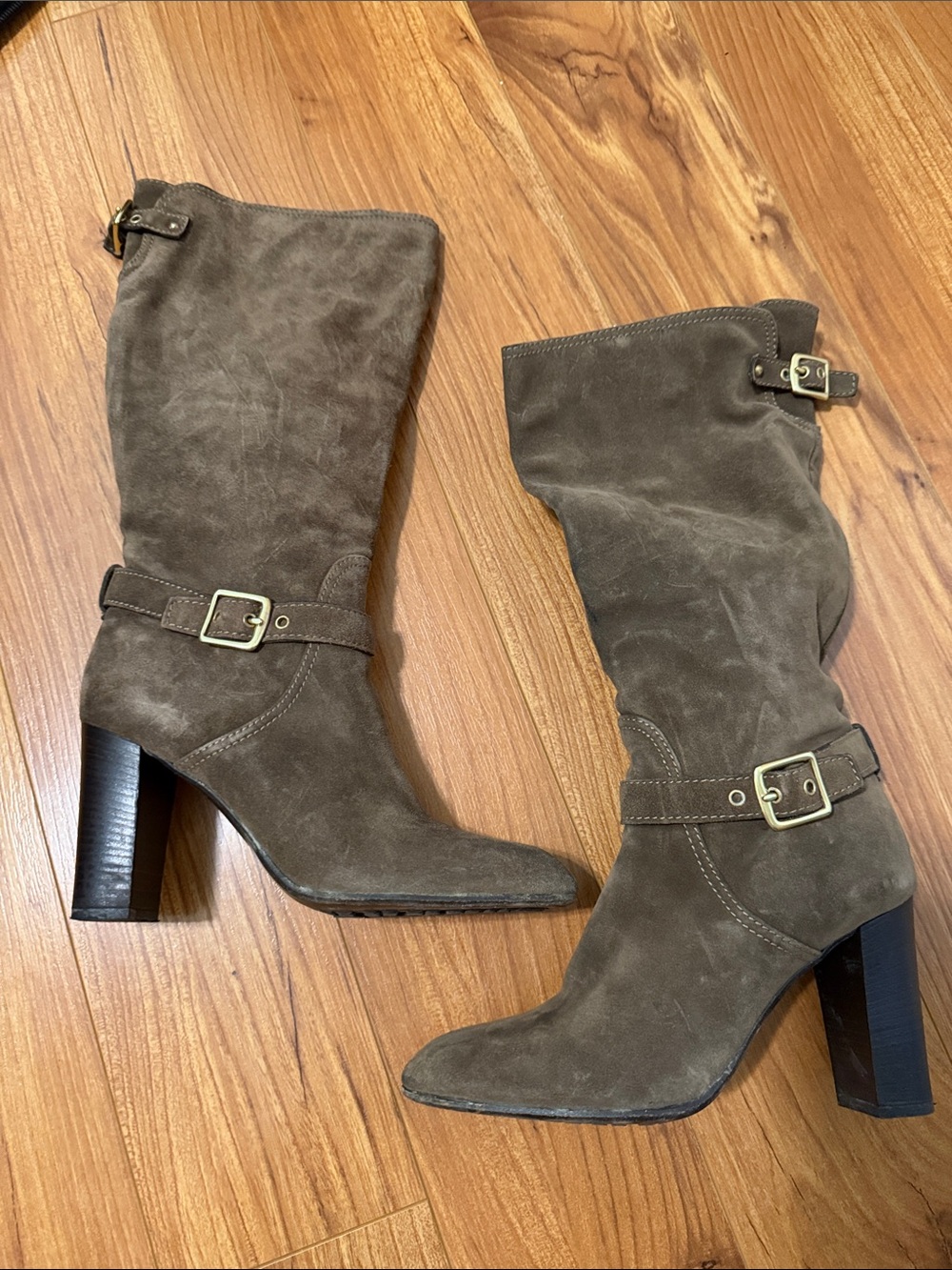 Coach Robynn Women's Suede Mid-Calf Buckle Boots